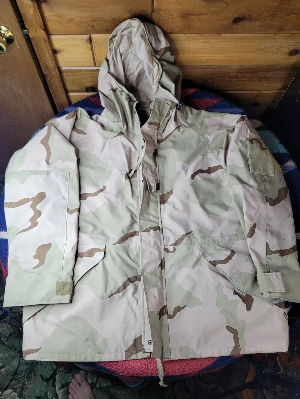 USGI Desert Camo Cold Weather Hooded Parka Mens XL Military Nylon Full Zip